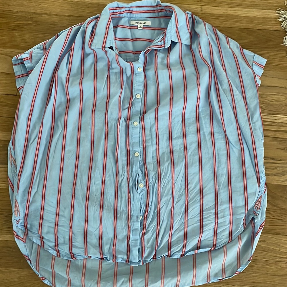 Red and blue Madewell button down
